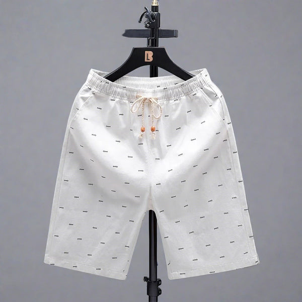 EMBROIDERED COTTON DRAWSTRING SHORTS