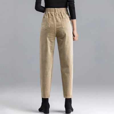 Corduroy High-Waist Pants