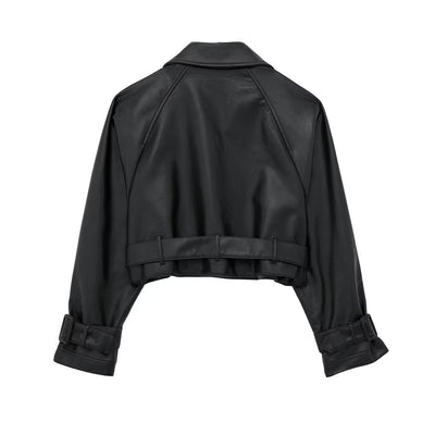 Verona Cropped Trench Jacket in Leather