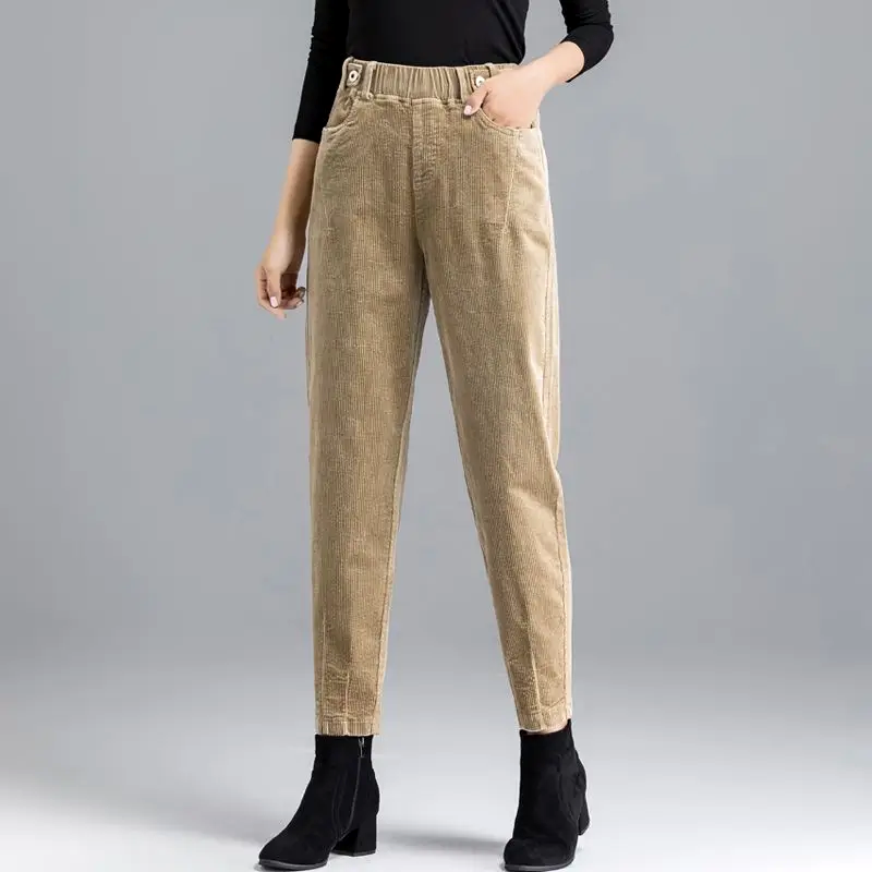 Corduroy High-Waist Pants